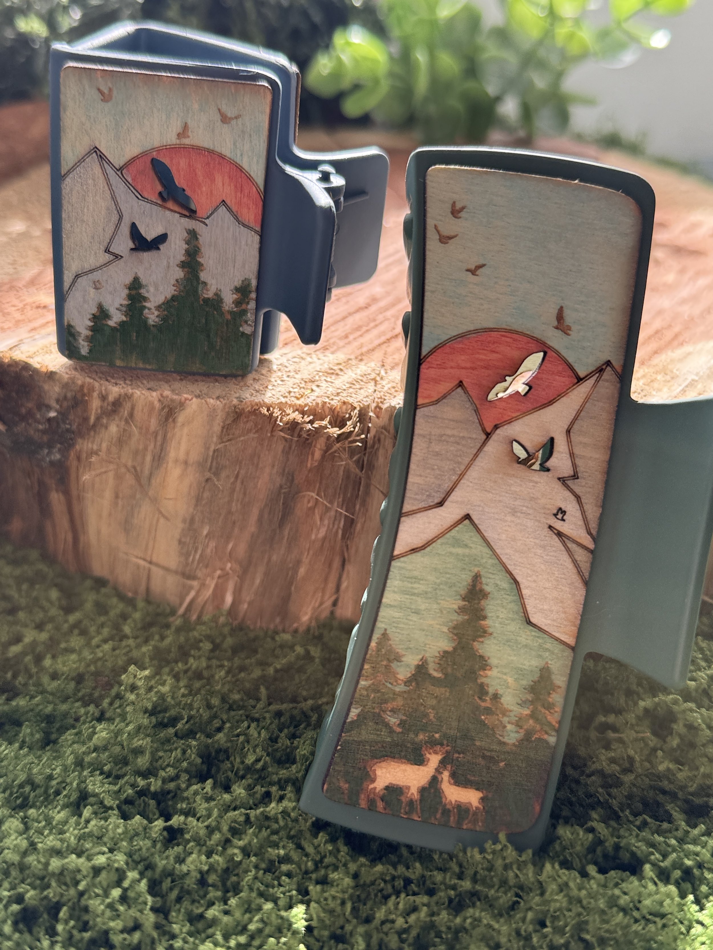 Each clip has a cut out of birds flying