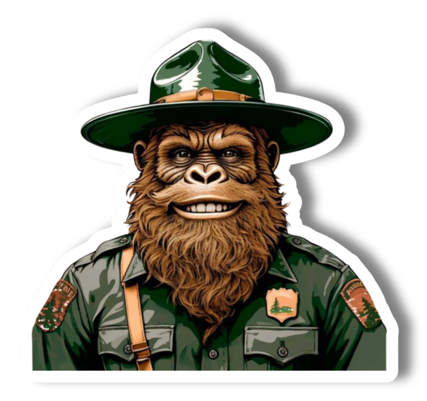 Happy Park Ranger Sasquatch or Bigfoot Vinyl 3" Sticker