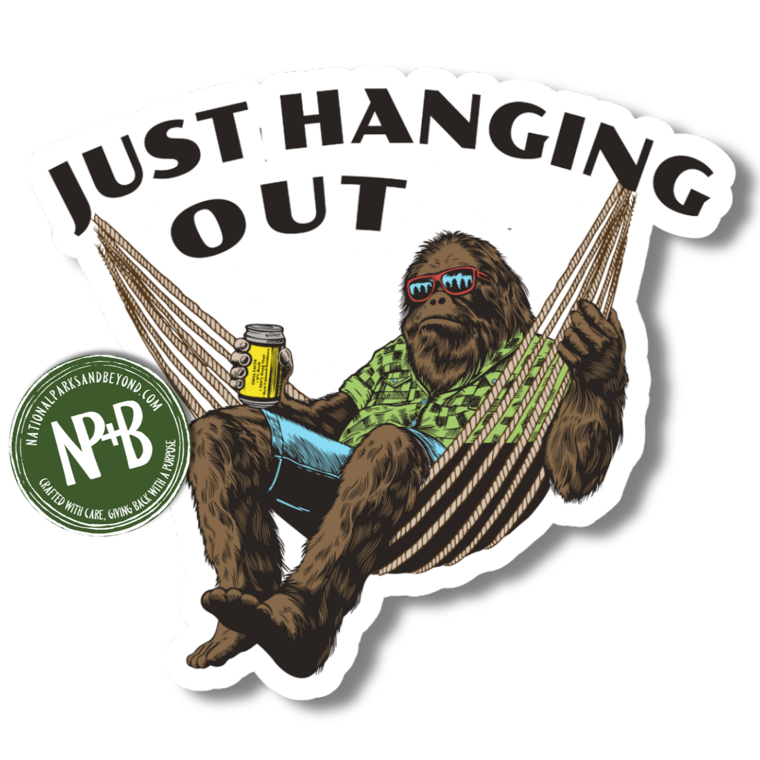 Just Hanging Out - Bigfoot Chilling in a Hammock, 3" Vinyl Sticker