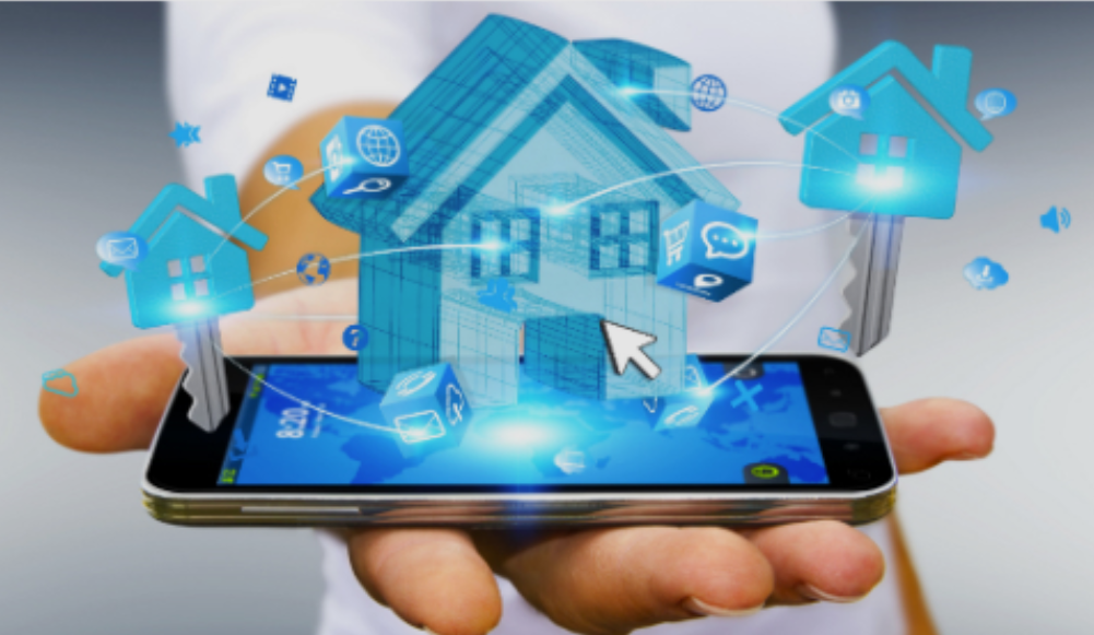 Smart home icon above smartphone screen