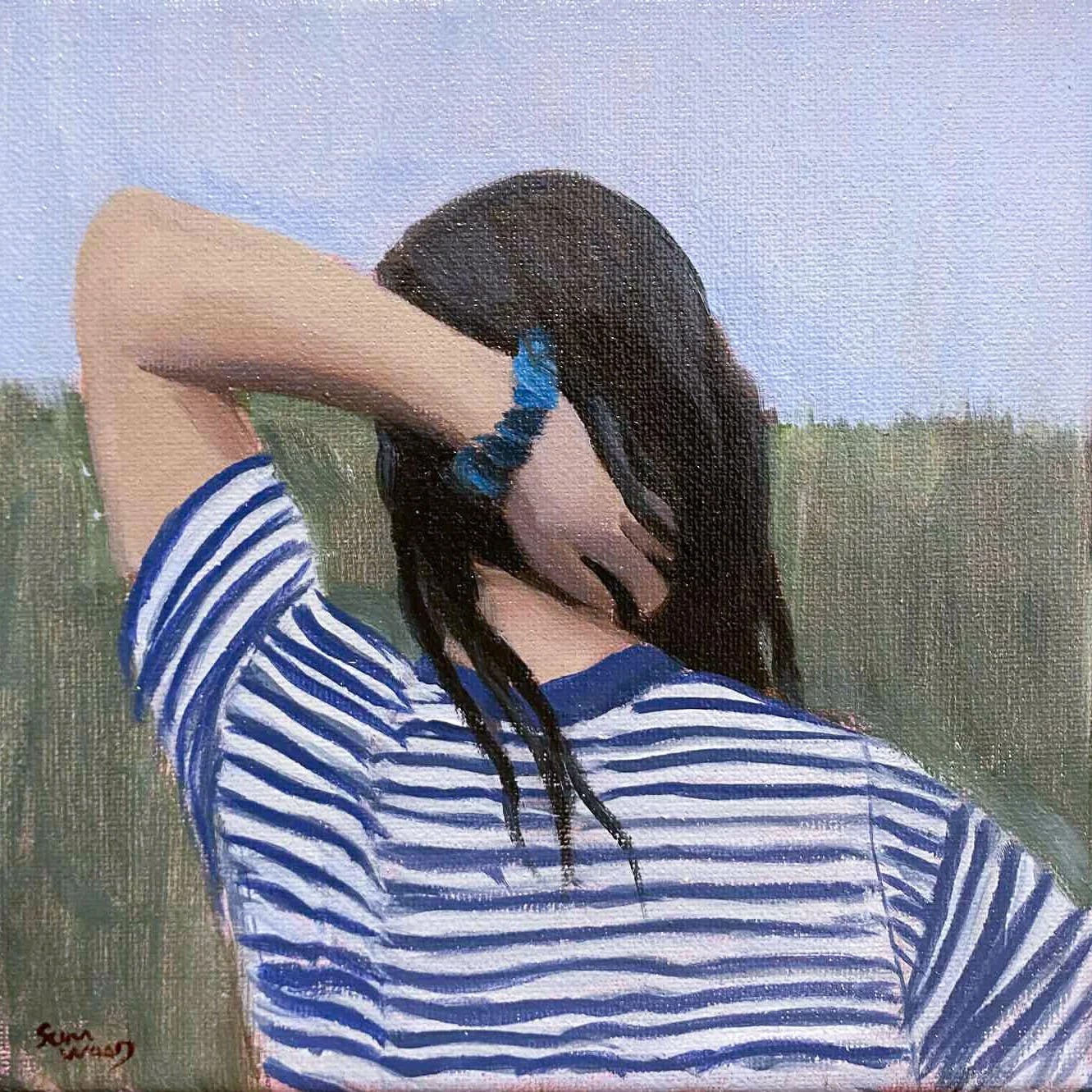 Black Hair 12 x 12 inches