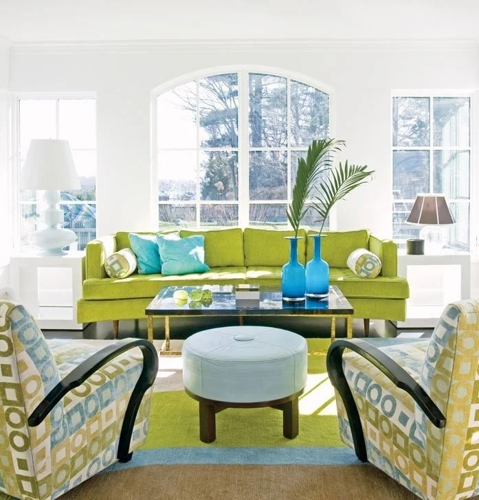 bright colors in mid century modern patterns sun room