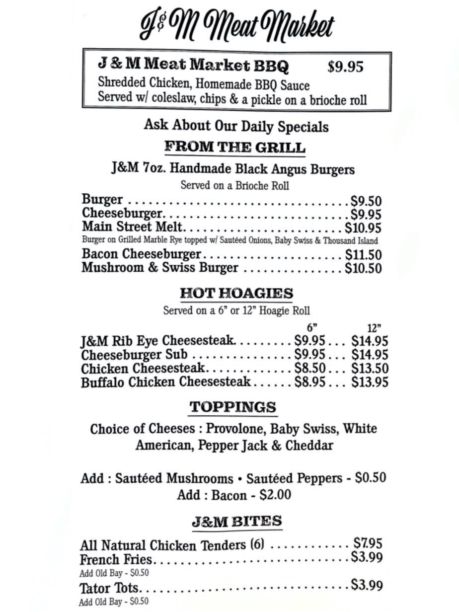 Our Menu J M Meat Market Copy 