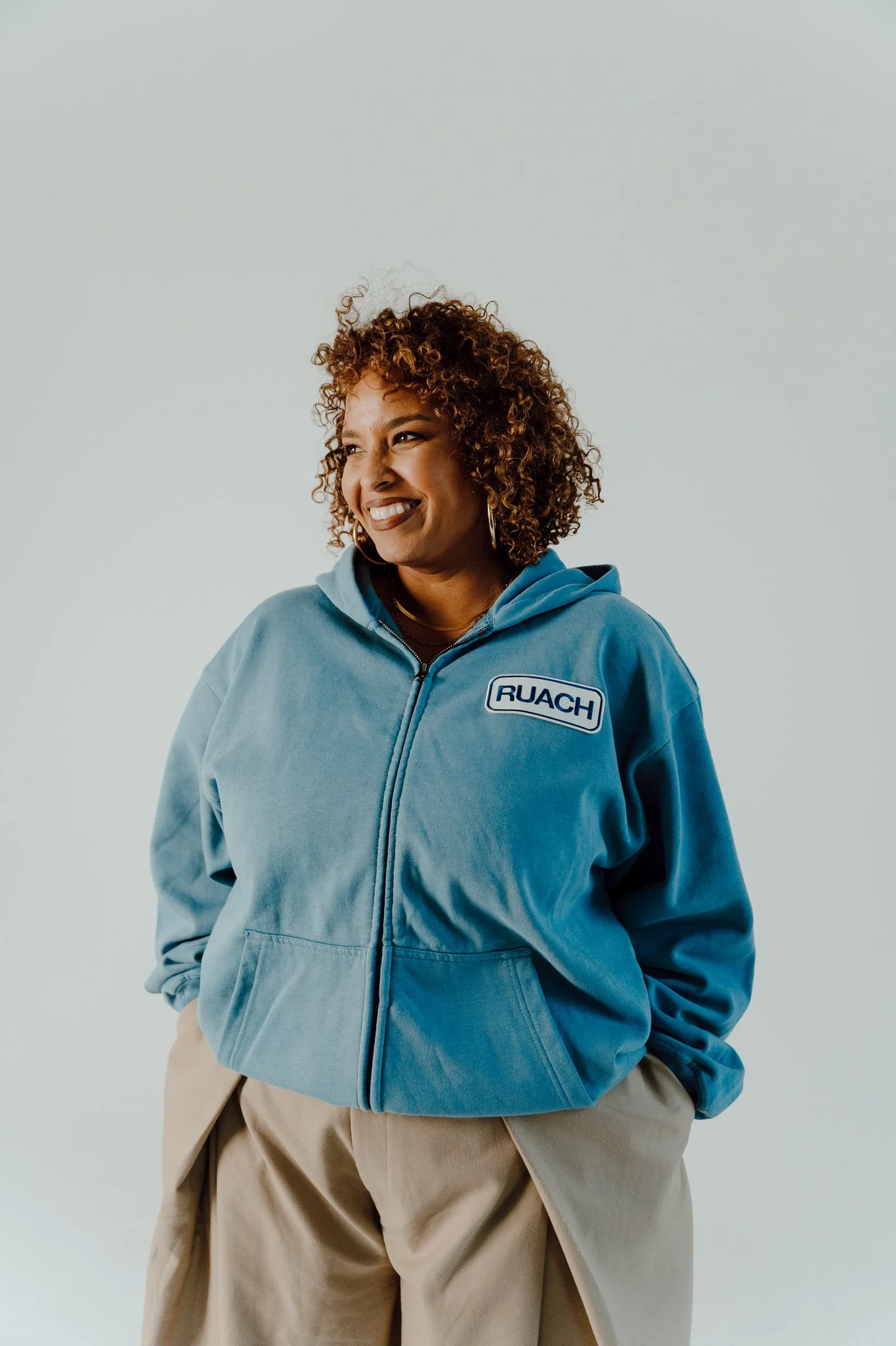 Ruach Patch Blue Zip Up Hoodie