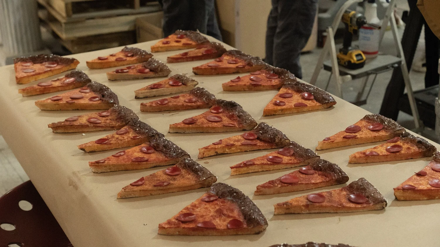 Foam pretzel crust pizza — stunt food prop for Little Caesars