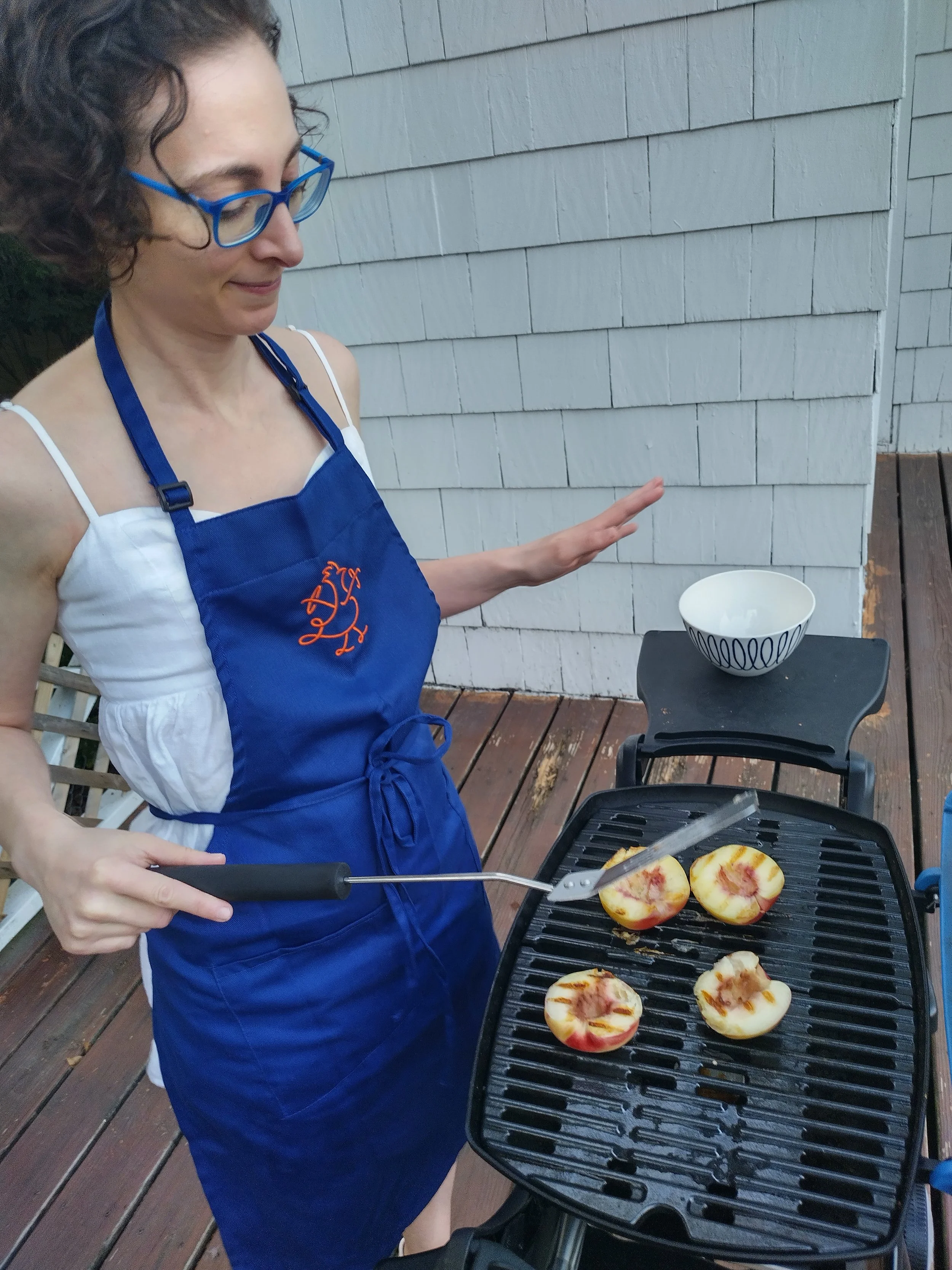 Rosie Grilling Peaches to Turn Into Ice Cream.jpg