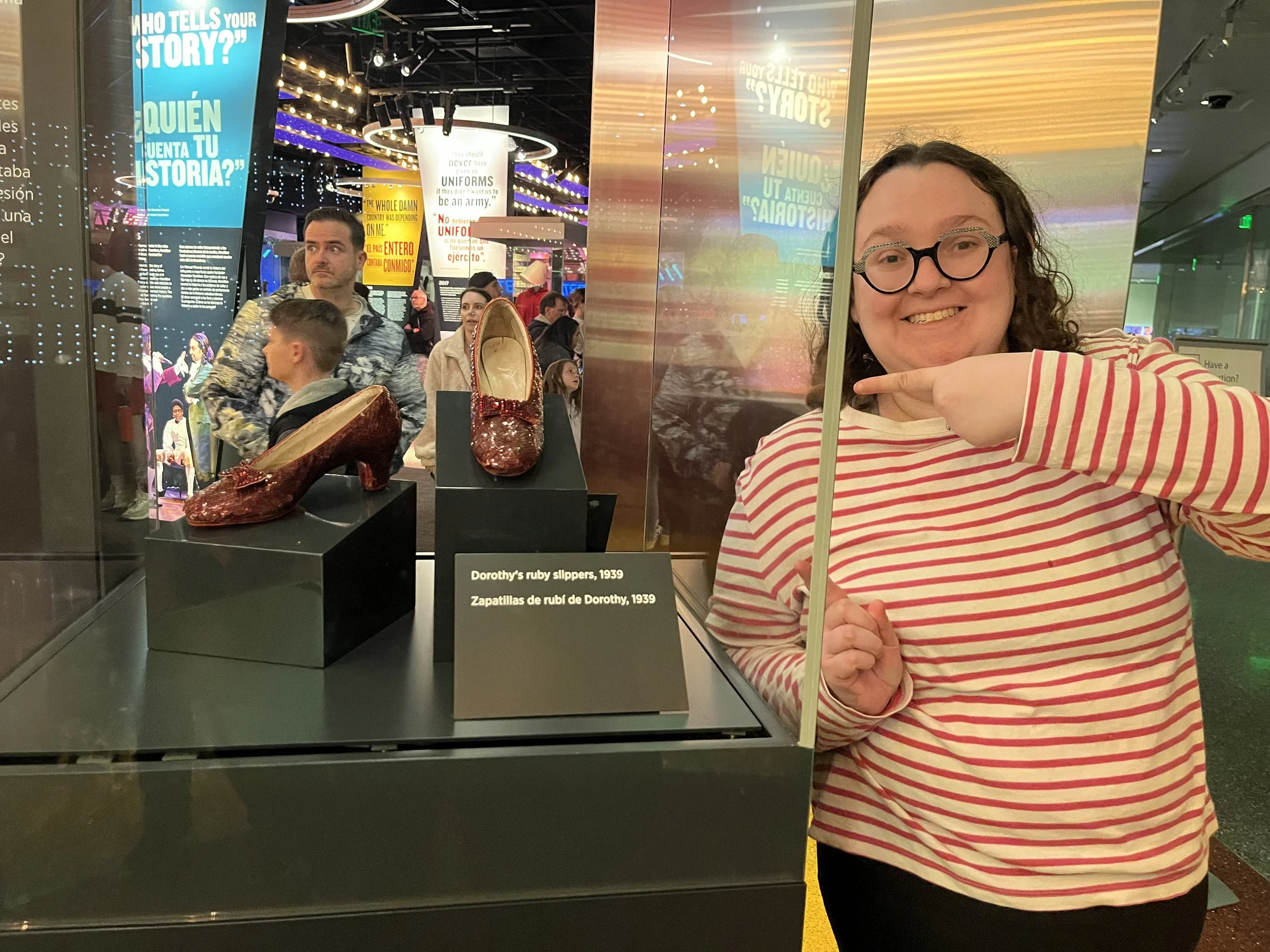 Allison with Dorothy's slippers.JPG