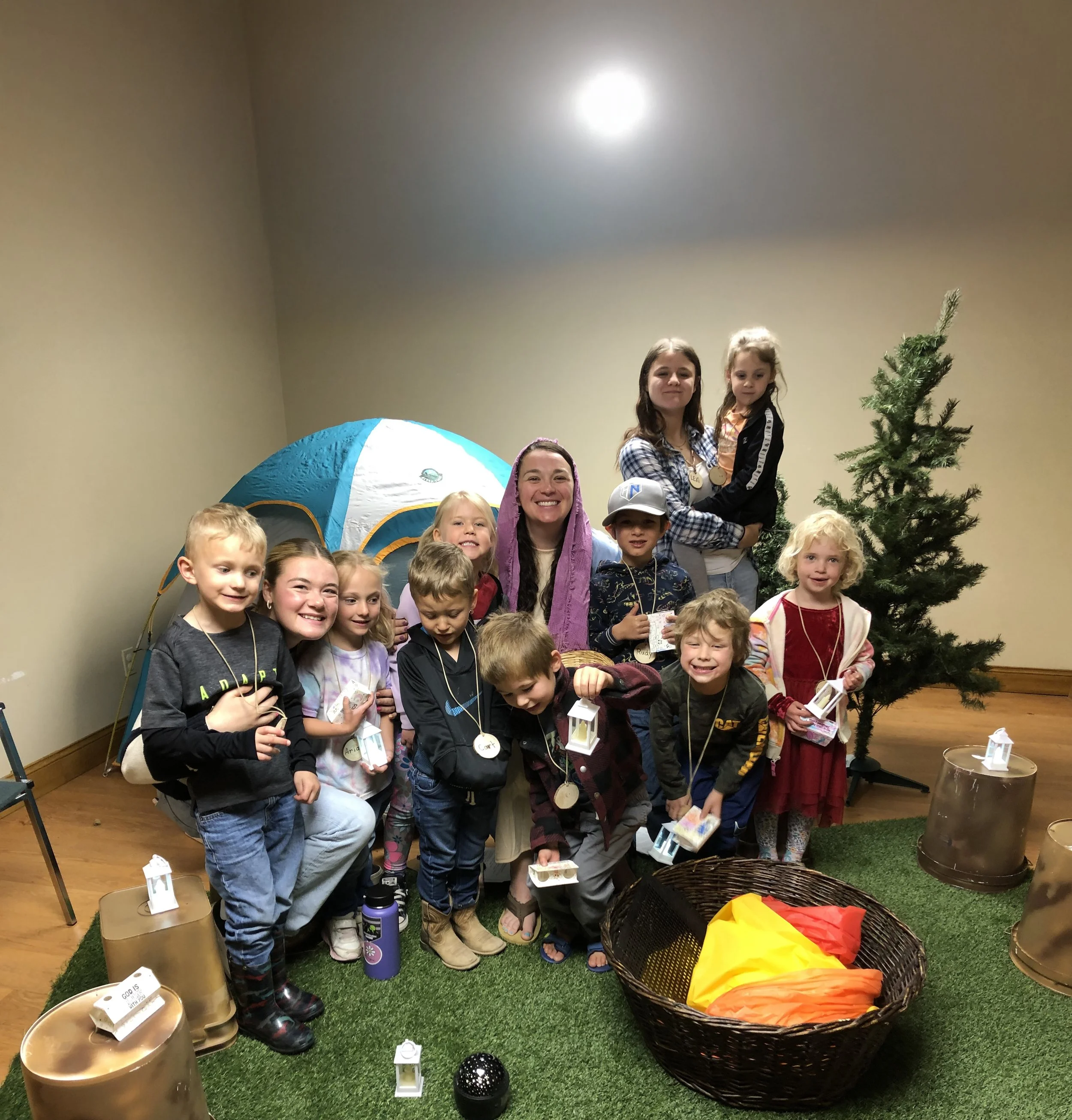 Angie with kids at Vacation Bible School (dressed up) copy.jpg
