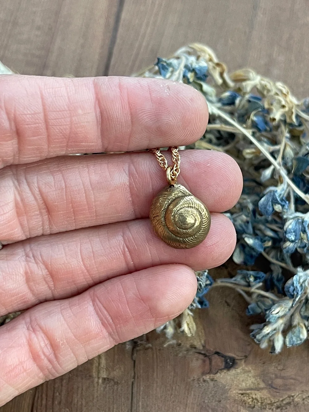 Bronze Snail Shell Necklace 18 Ozark Impressions Jewelry by