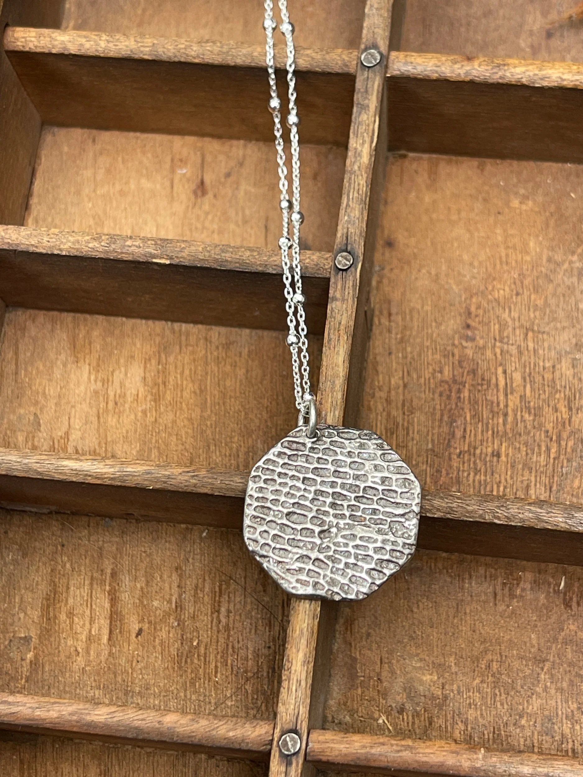 Bryozoan Octagon 18" Necklace - Silver, Bronze, or Copper