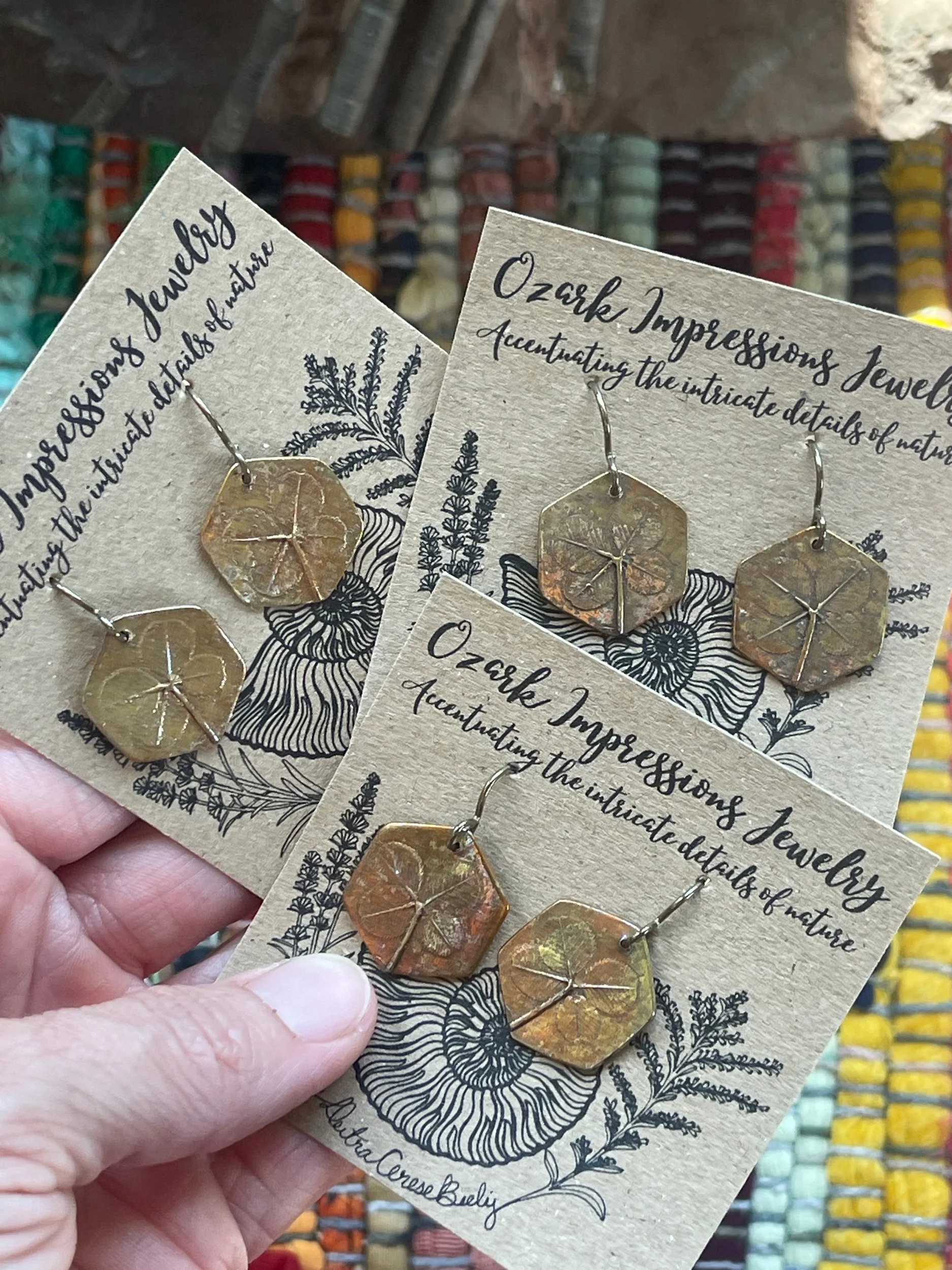 Limited: Bronze Hexagonal Four Leaf Clover Earrings ~ Alt Oxidization