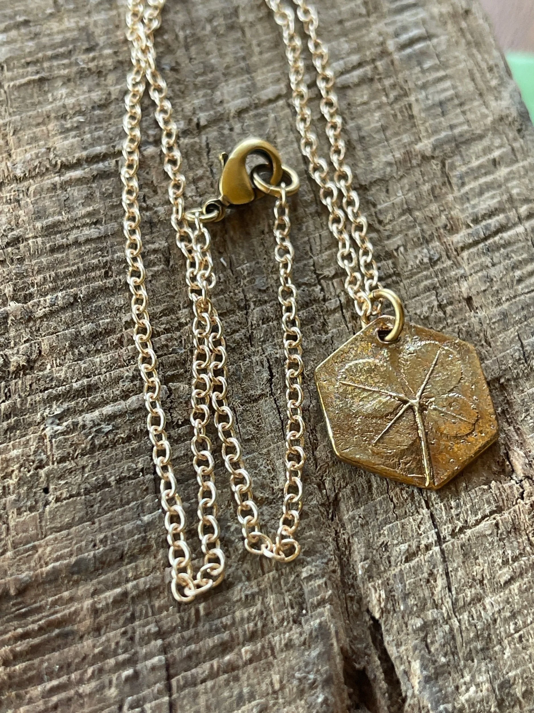 Limited: Bronze Hexagonal Four Leaf Clover Necklaces ~ Alt Oxidization