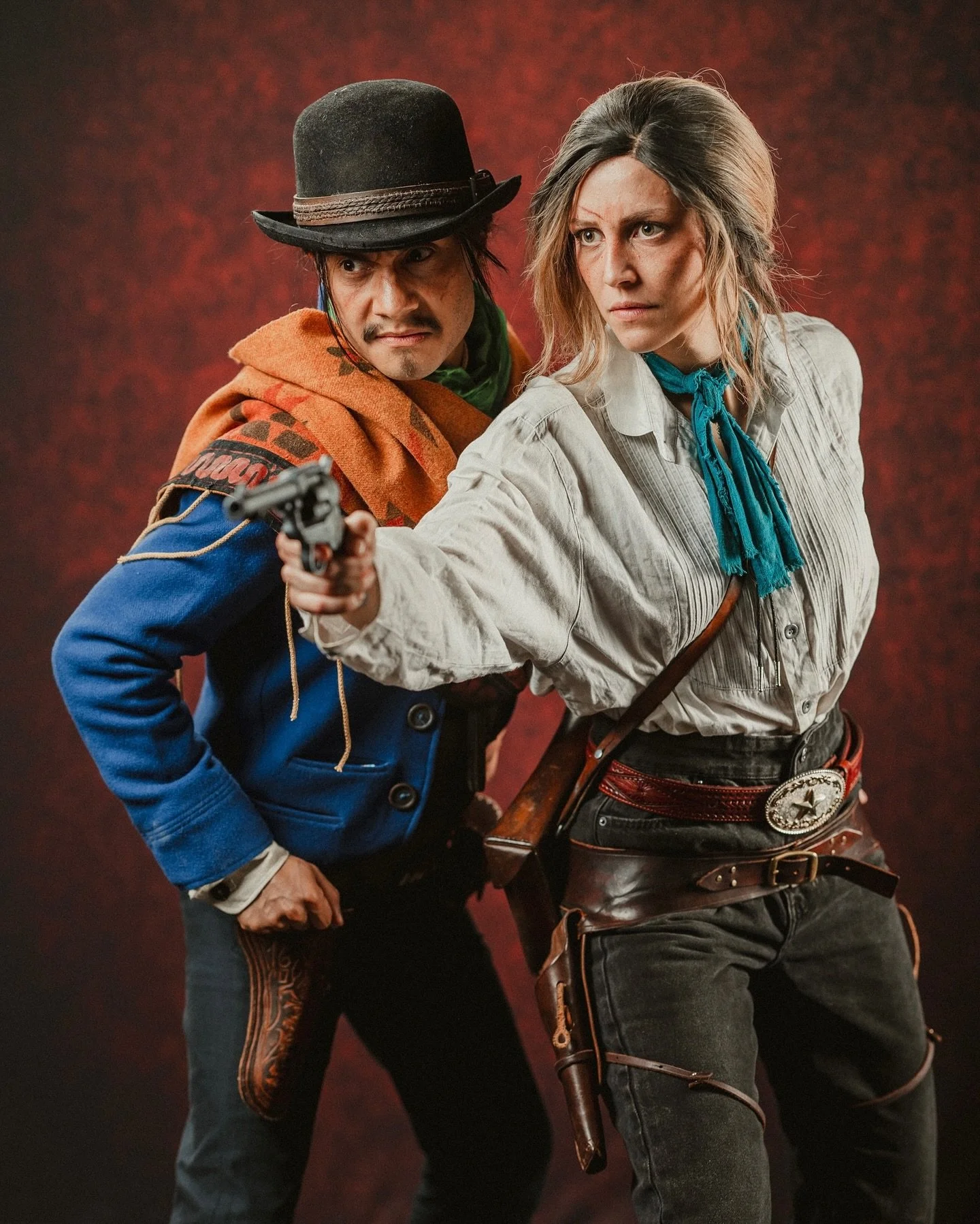 [Red Dead Redemption 2 | Sadie Adler &amp; Javier Escuella Cosplay]

Javier made by, worn &amp; make-up: @kadart_costumes
Sadie worn by &amp; make-up: @tastenotwaste
Sadie costume: @ameelah.ch 
Sadie prop: @soffyscreations 
Photography: @eosandy_ 
La