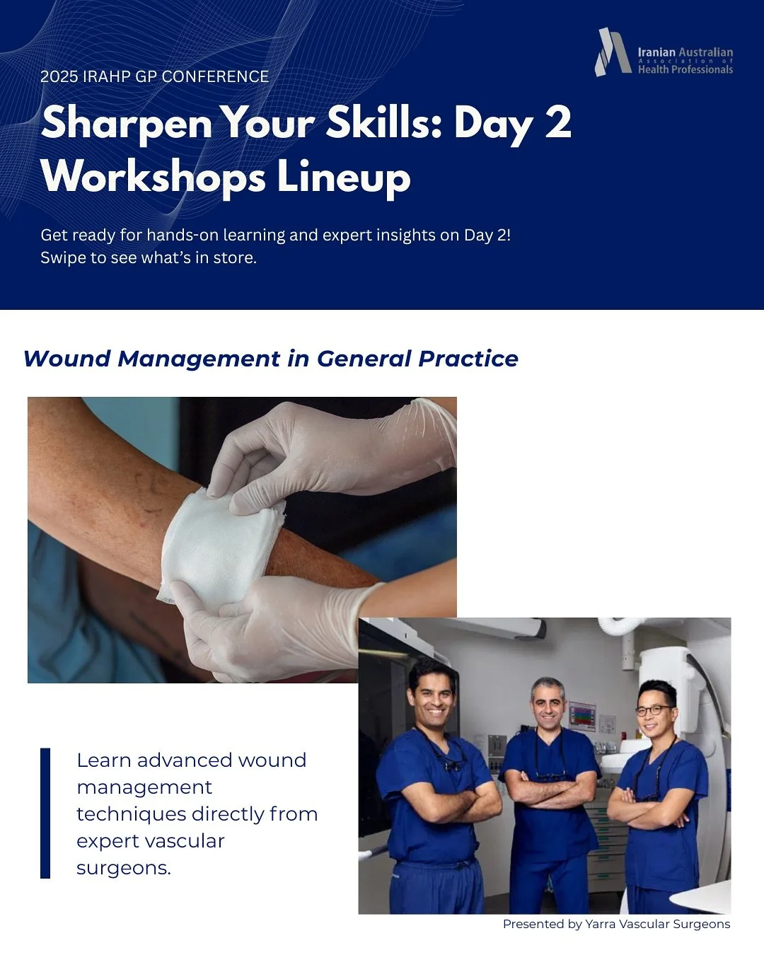 Sharpen your skills and gain valuable insights from experts at our GP conference workshops. To register for the conference, visit the link in our instagram bio. Excited to see you at the conference! ✨🤩🩺 #medicalconference #gpconference #iranianaust