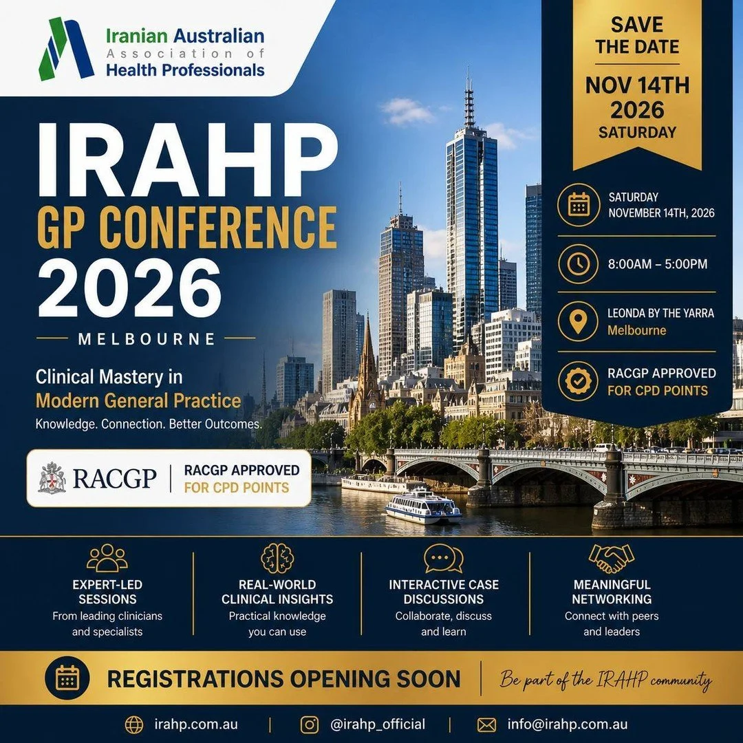 Join us for the IRAHP GP Conference 2026 on the 14th of November at 𝑳𝒆𝒐𝒏𝒅𝒂 𝑩𝒚 𝑻𝒉𝒆 𝒀𝒂𝒓𝒓𝒂 for a full day of CPD-accredited education, networking and practical clinical updates for GPs and healthcare professionals.

Topics include:
&bull