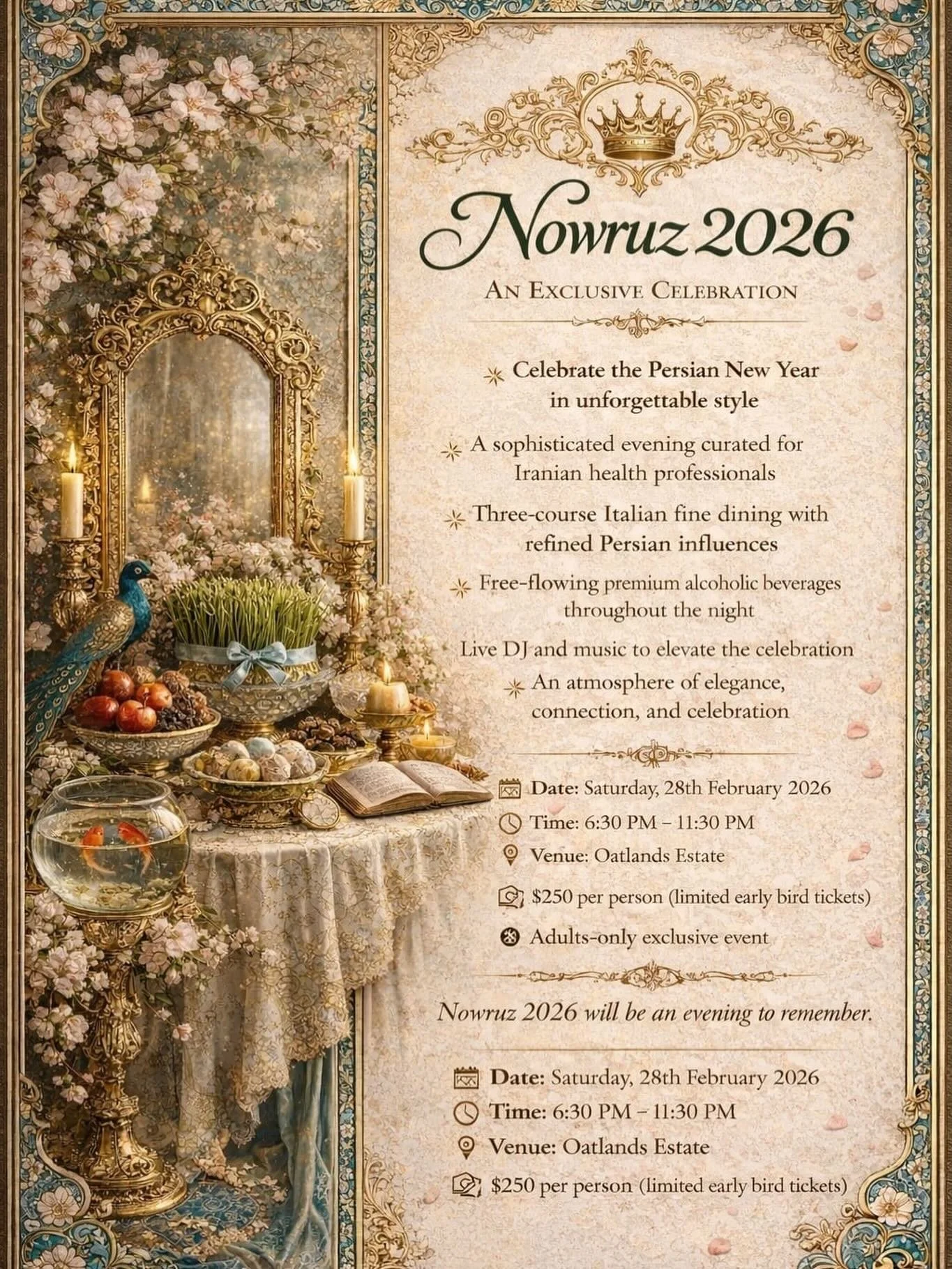 ✨ Nowruz 2026 is coming&hellip; and it&rsquo;s unlike anything before ✨

For the very first time, Sydney&rsquo;s Iranian health professionals are coming together to celebrate the Persian New Year in an exclusive, unforgettable evening 🌸

An elegant 