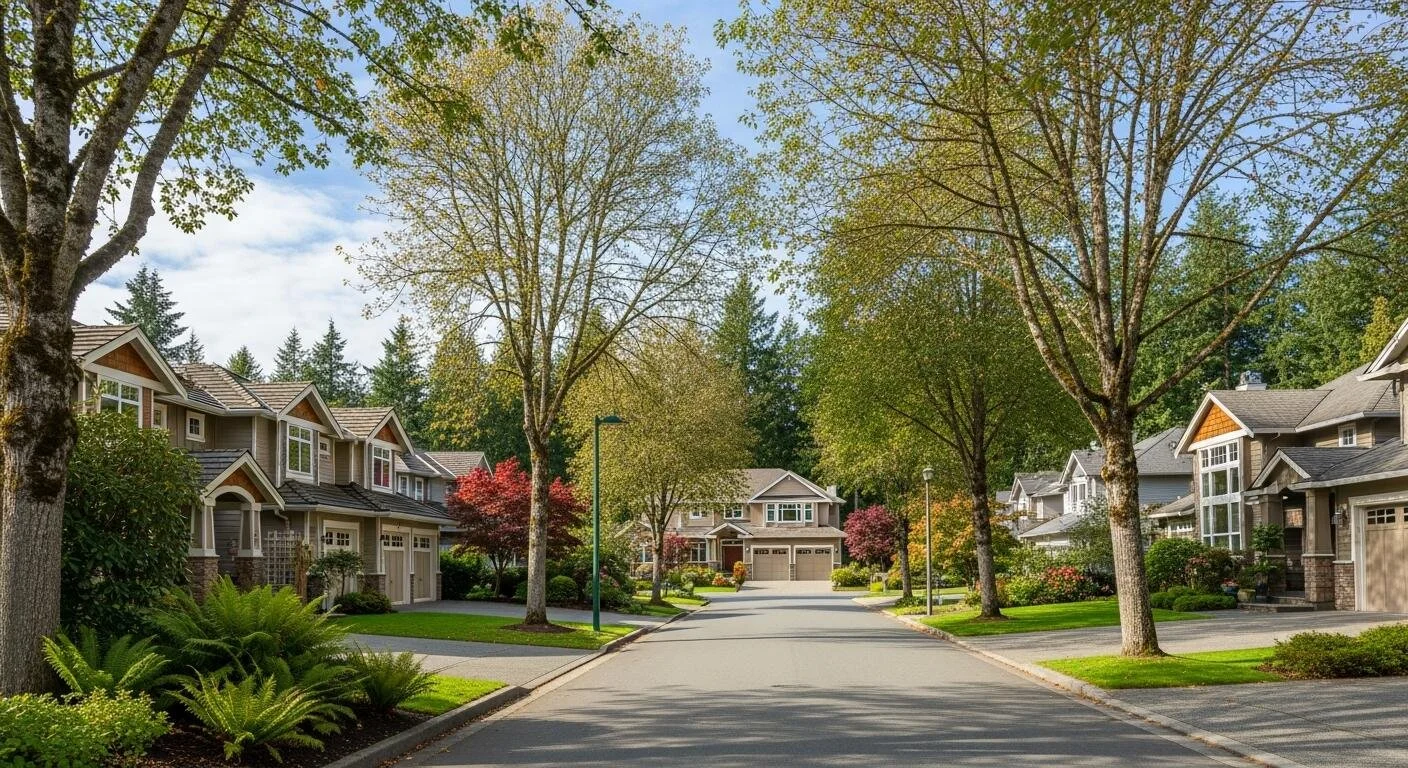 Lakemont Blvd SE Bellevue WA — tree-lined residential street in Lakemont community