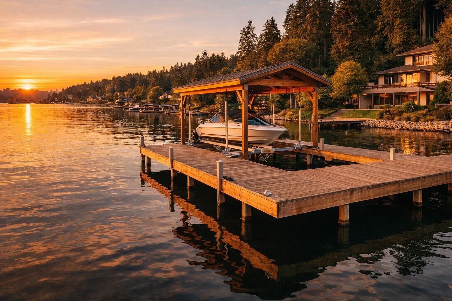 Private dock on Eastside Lake Washington waterfront home, dock rights and permitting guide