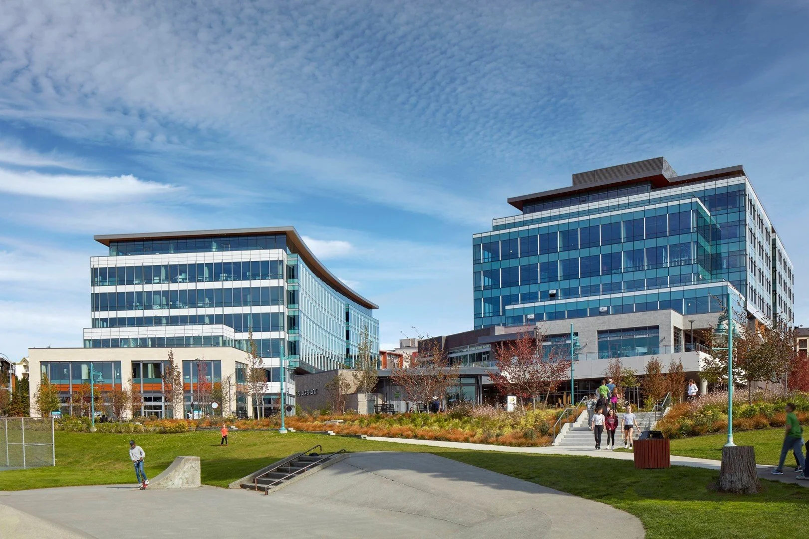 Downtown Kirkland urban village featuring Google Campus tech employment hub with walkable waterfront, restaurants, and luxury condos offering 5-minute commutes for tech professionals
