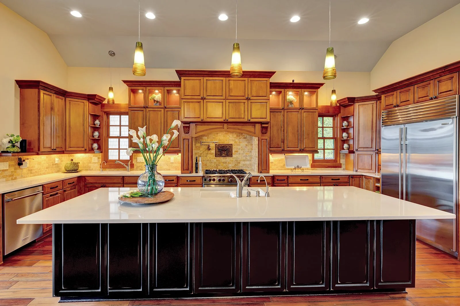 Luxury custom kitchen Olympia estate home Sotheby's real estate photography professional marketing Bainbridge Island waterfront homes high-end finishes gourmet appliances