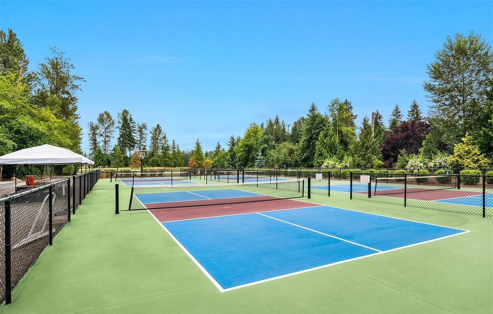 Pickleball and multi-sport courts at Trilogy Redmond             Ridge active adult community