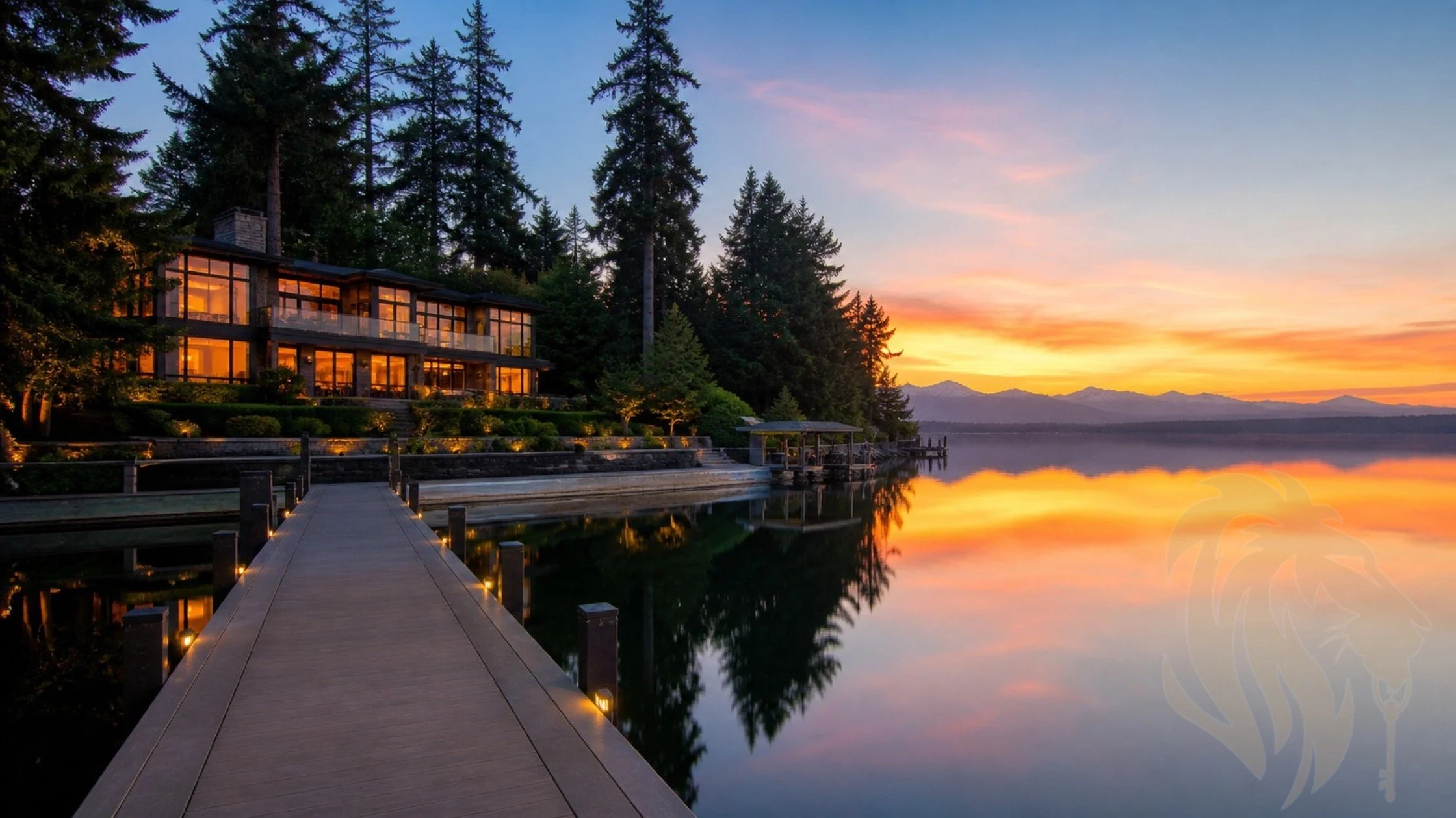 Mercer Island luxury waterfront home with private dock on Lake Washington — Eastside waterfront real estate Mercer Island 2026
