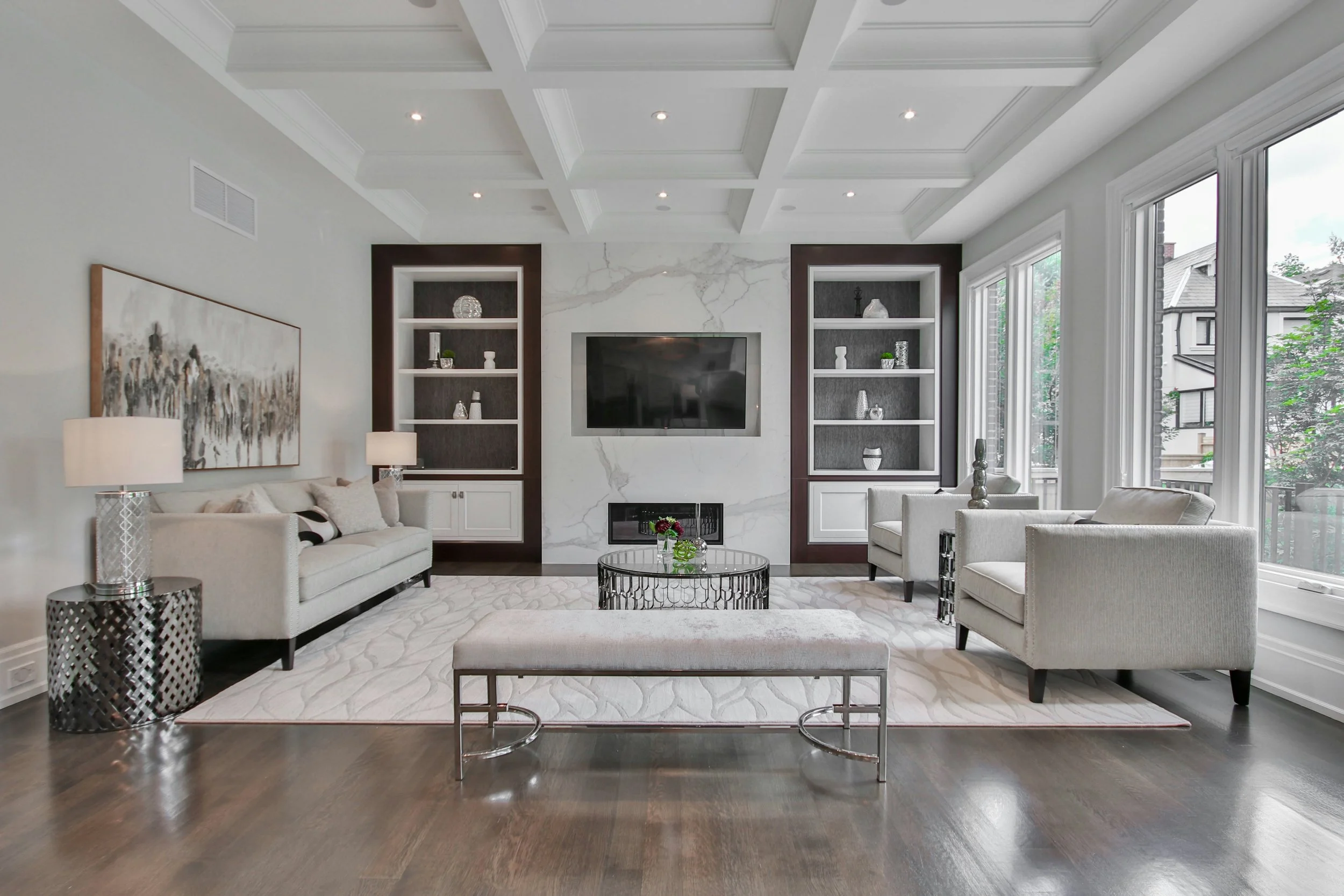 Move-in ready luxury living room interior, Eastside Washington home for sale July 2026