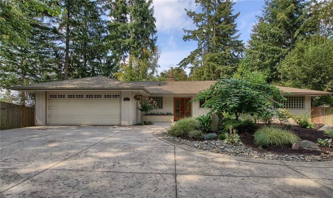 1950s ranch-style home with mature landscaping in Grass Lawn Redmond WA