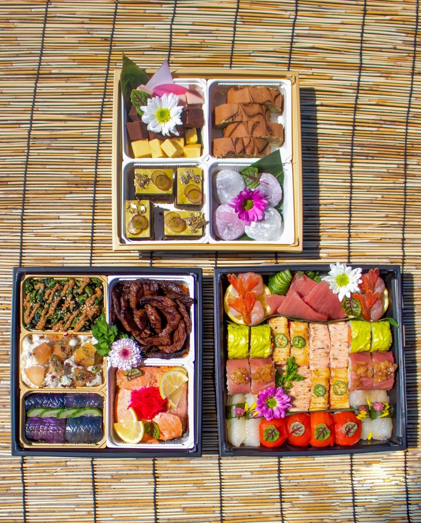 Surprise and delight Mom this Mother's Day with our exquisite 3-tiered Bento!

THE SUSHI TIER
Sashimi - Botan ebi (4pc), Chutoro (4pc) | Rolls - Red Wave Roll (4pc), Shojin Roll (4pc) | Signature Oshi Sushi - Salmon Oshi (4pc), Ebi Oshi (4pc) | Nigir