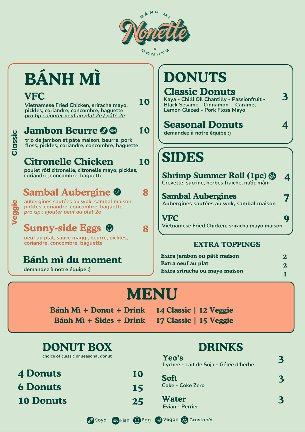 Explore Nonette's menu of signature bánh mìs & donuts, sides, and ...