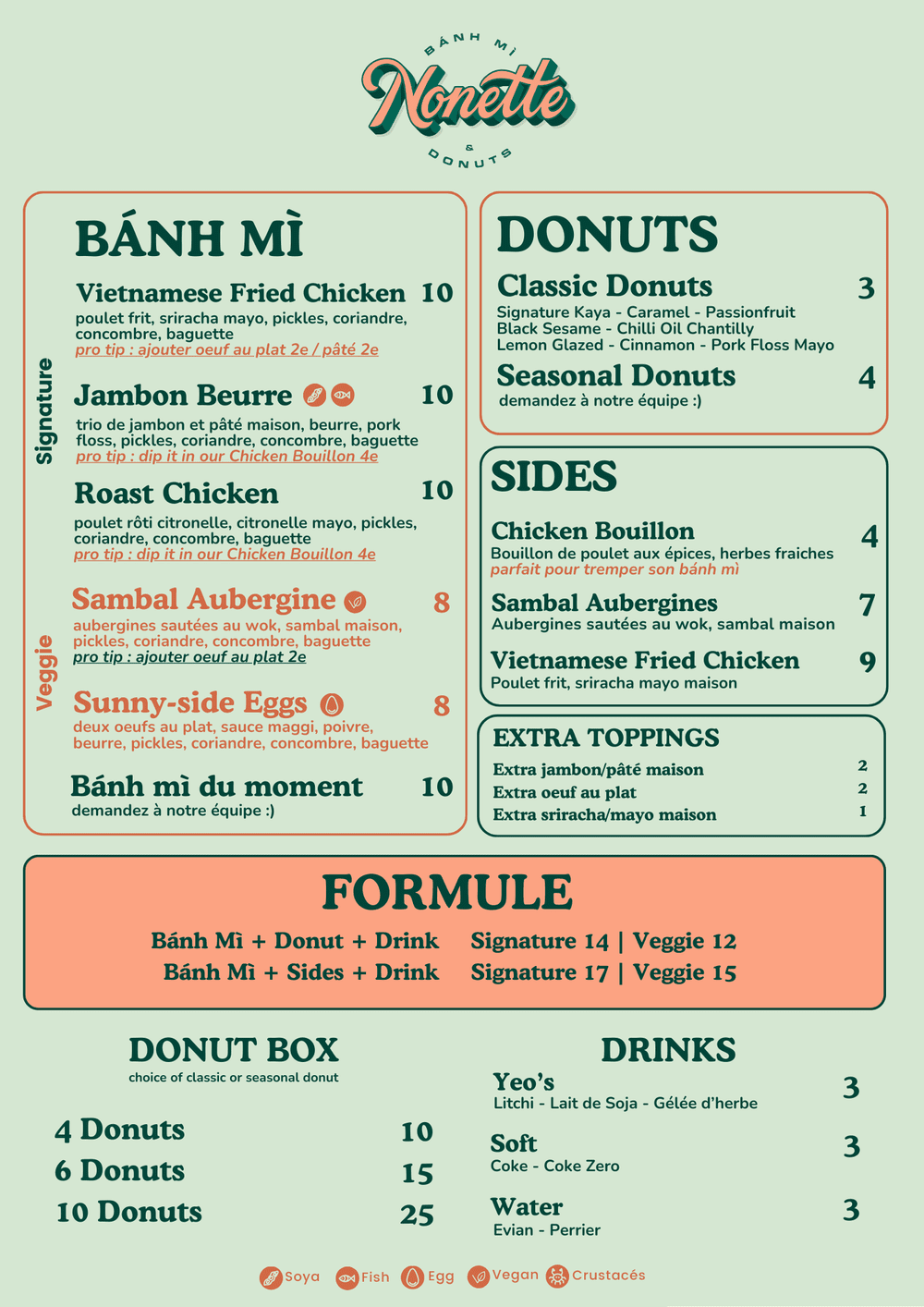 Explore Nonette's menu of signature bánh mìs & donuts, sides, and ...