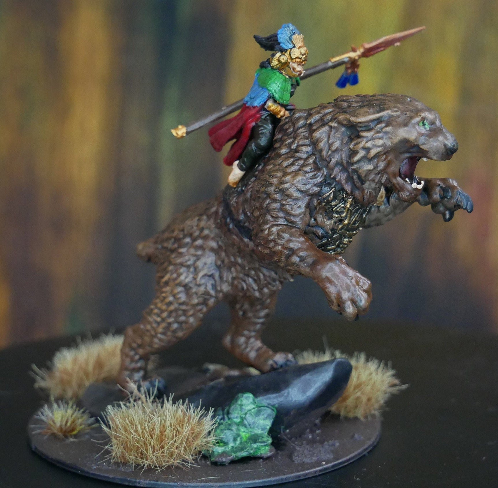 Hand Painted Sabertooth Riding Amazon Warrior Miniature | TTRPG | Mini | DND | RPG