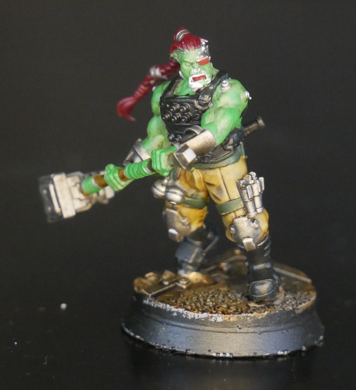 Custom painted Cyberpunk Orc Warrior miniature | Shadowrun | Cyberpunk | Stargrave | SCI FI