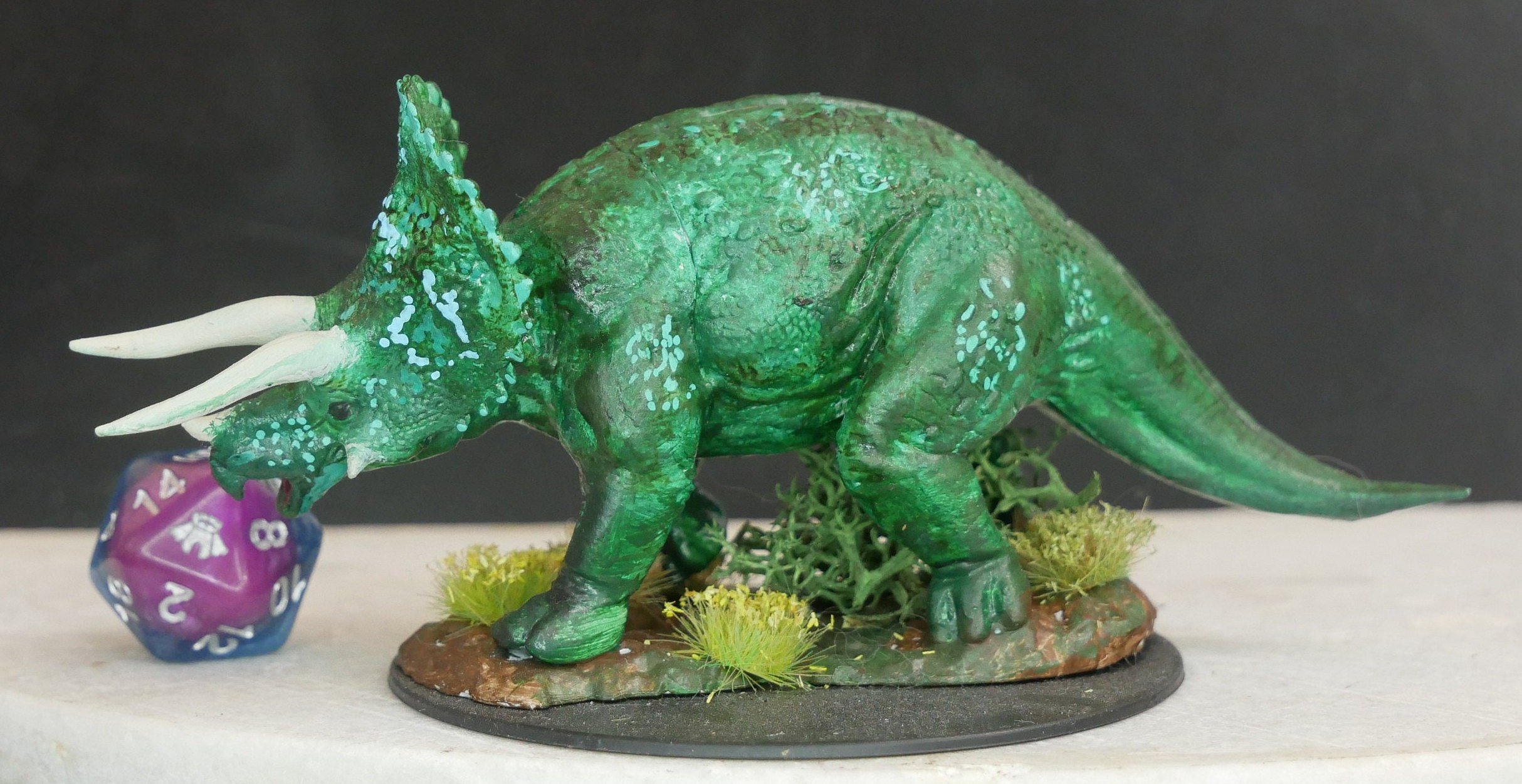Custom-painted magnificent Triceratops Miniature | TTRPG | Mini | DND | RPG