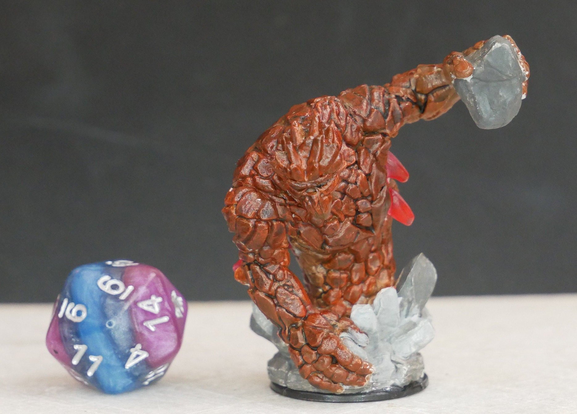 Custom-Painted Medium Earth Elemental (Red Crystals) Miniature | TTRPG | Mini | DND | RPG