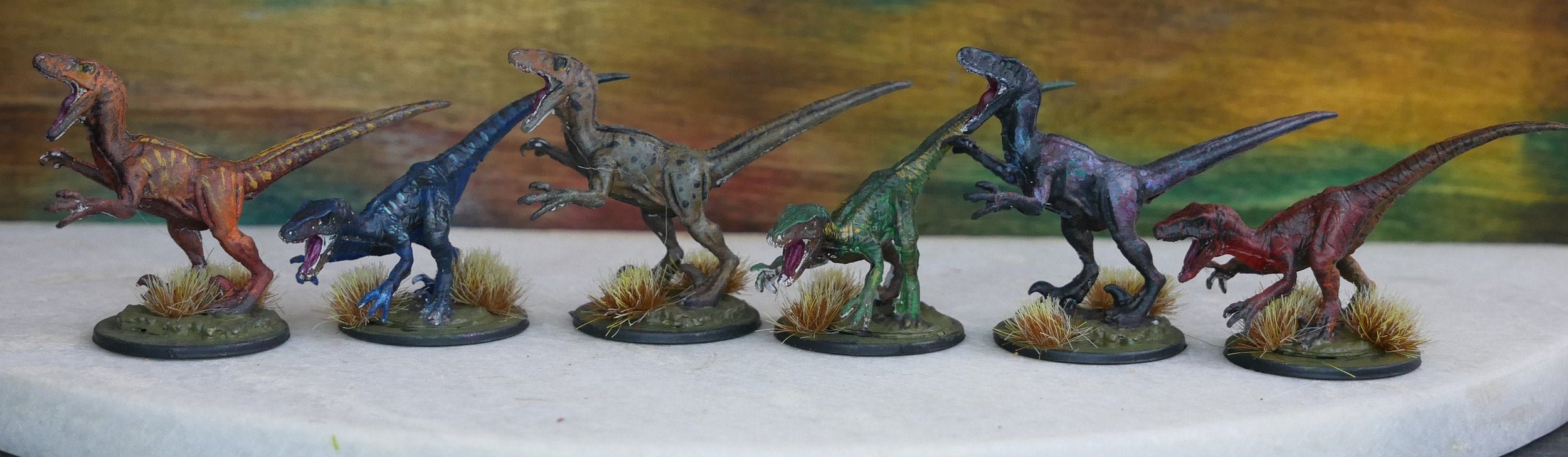 Hand Painted Pack of Velociraptors (6) miniature | TTRPG | Mini | DND | RPG