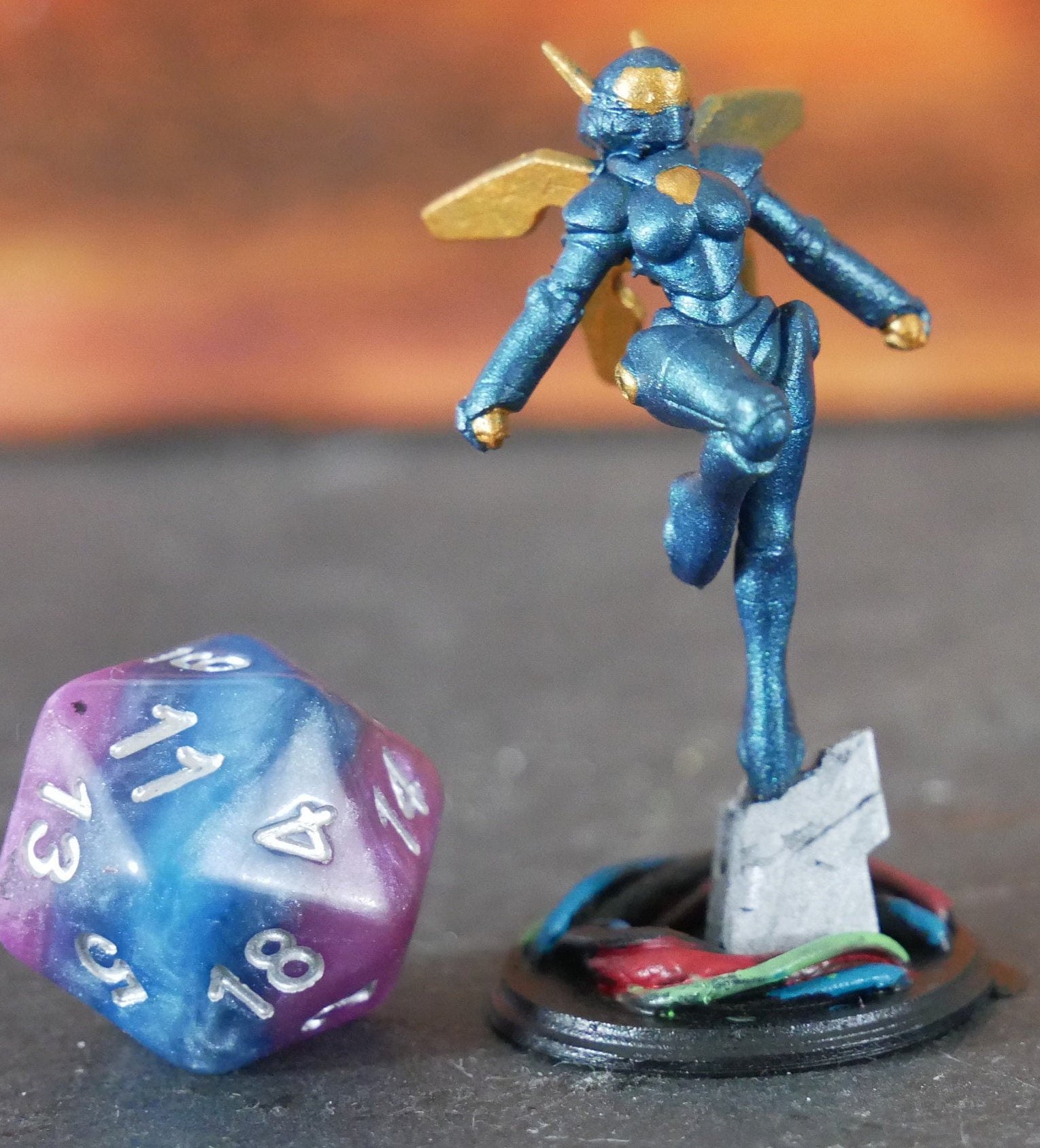 Hand Painted Azure Hero miniature | TTRPG | RPG | Super hero | Sci Fi