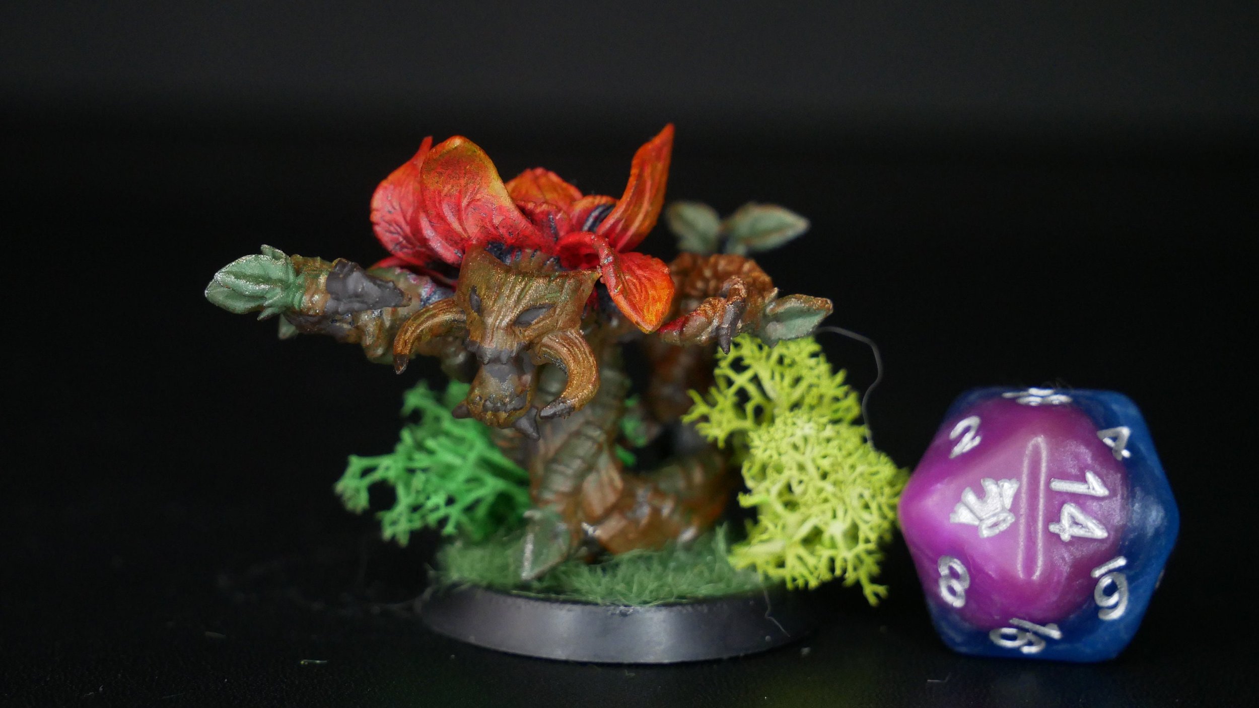 Custom painted Deadly Rose animated plant miniature | TTRPG | RPG | DND