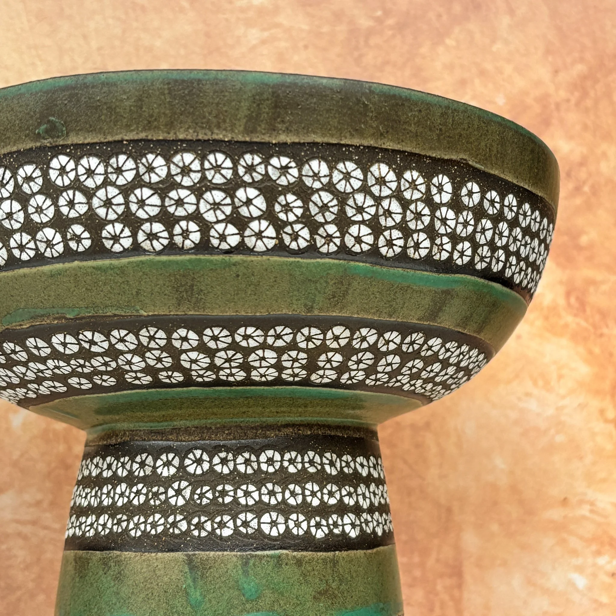 Striped Sunburst Pedestal Bowl