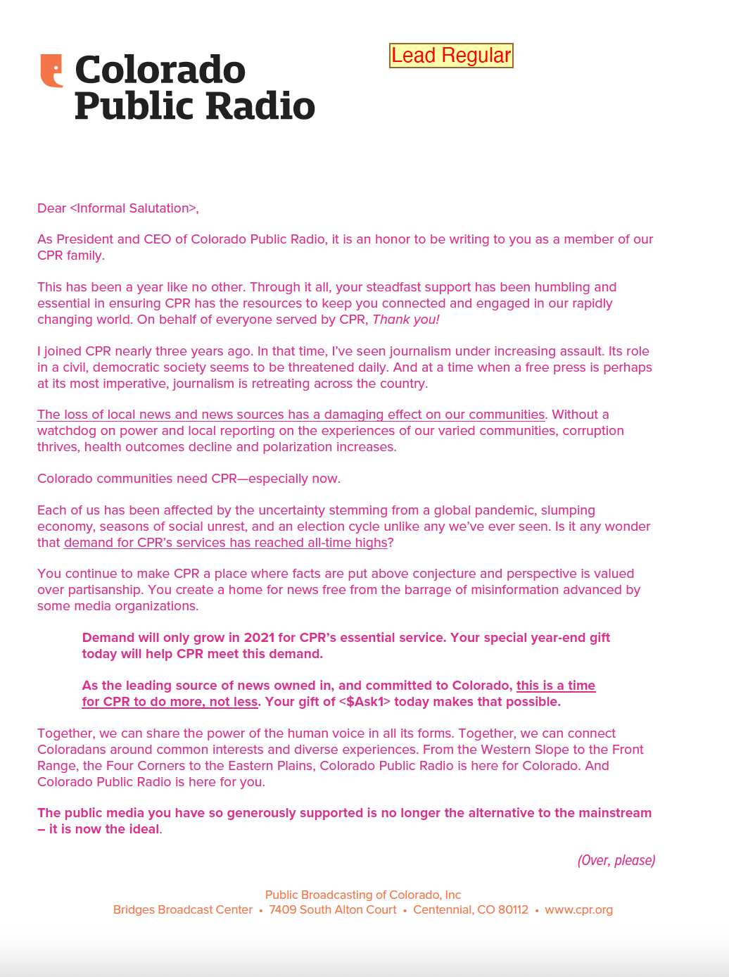 Lead Appeal, Calendar Year-end