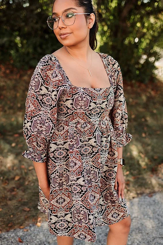 long bubble sleeve dress Viola Long-Sleeve Bubble Hem Mini Dress in Mauve