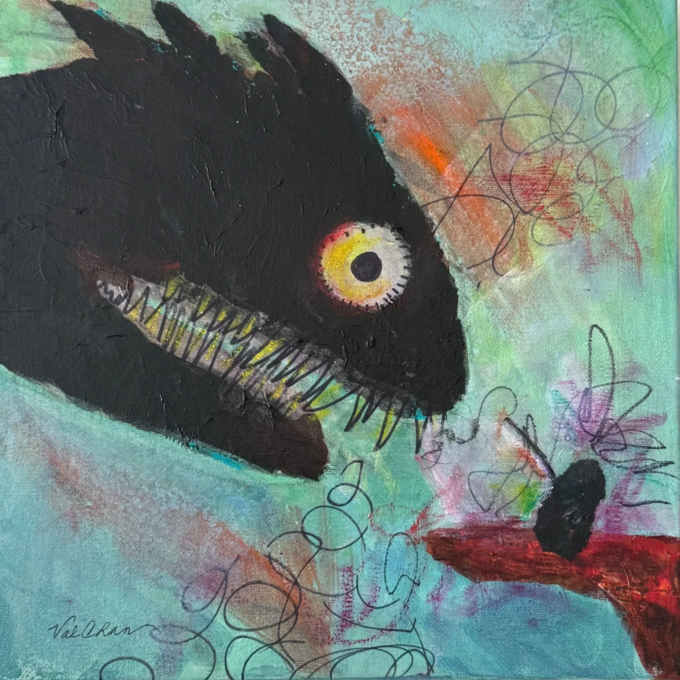 Catch of the Day  12”x12”  Mixed Media