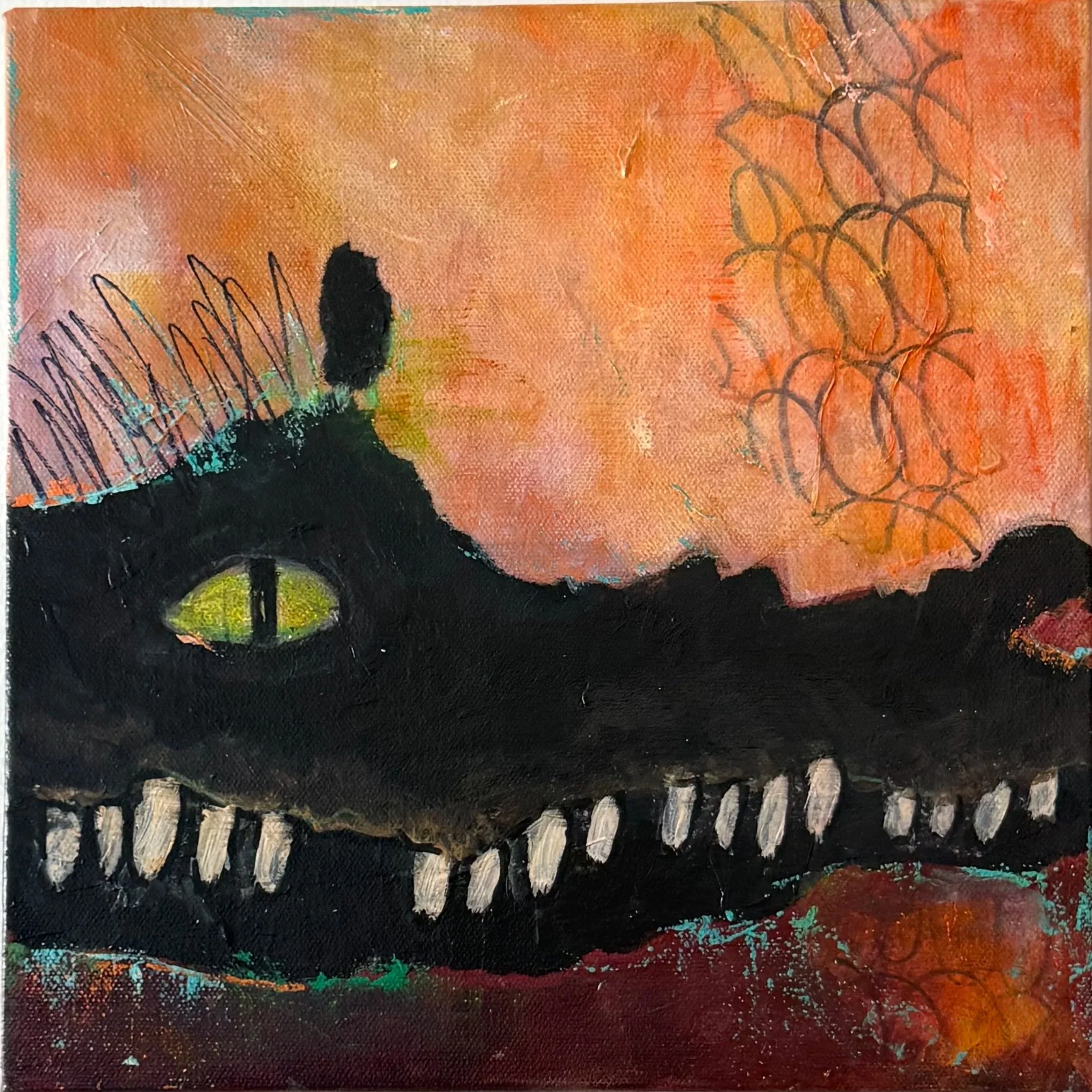 Nothing to See Here  12”x12”  Mixed Media