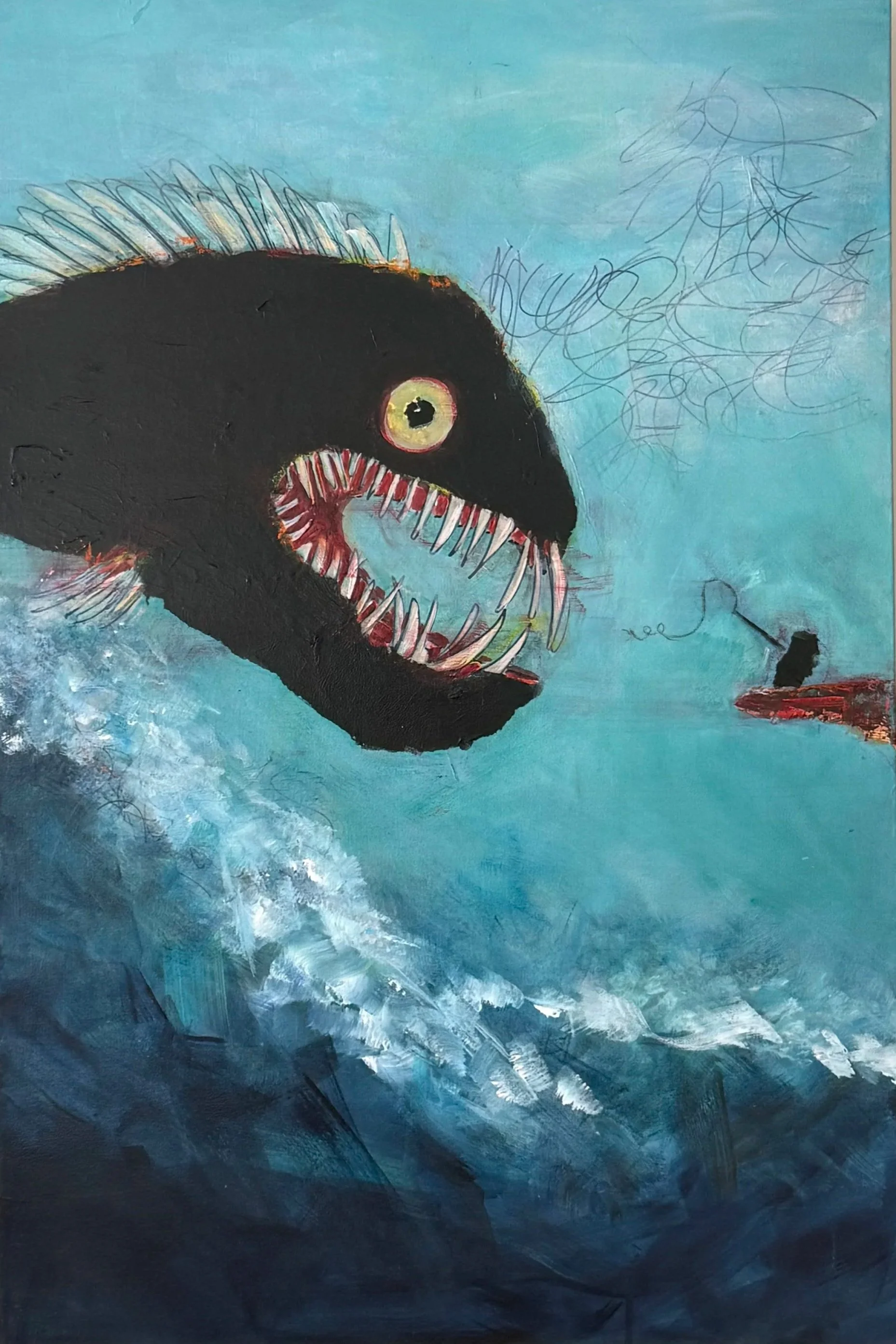 Catch of the Day  24”x36”  Mixed Media