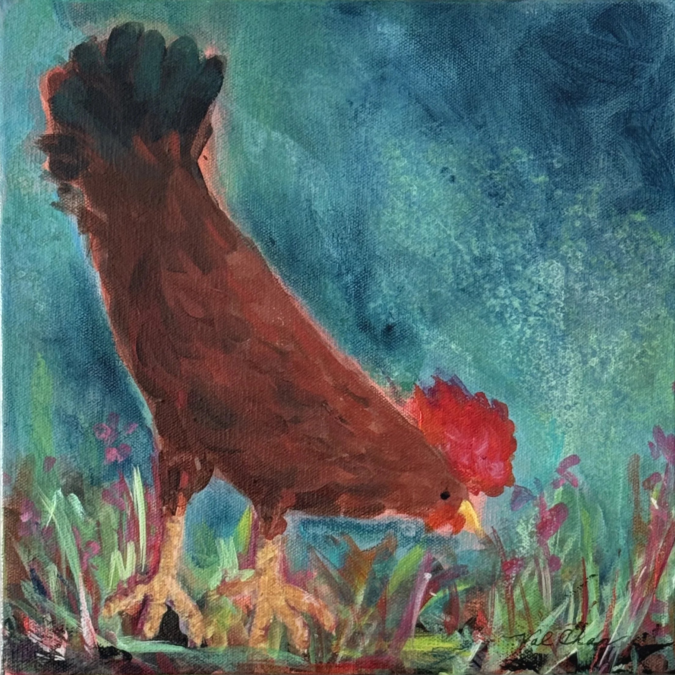 Chicken Big Feet 12”x12” Acrylic