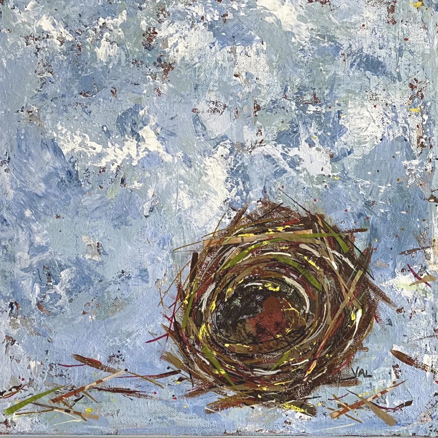 Nest #3 12”x12” Mixed Media
