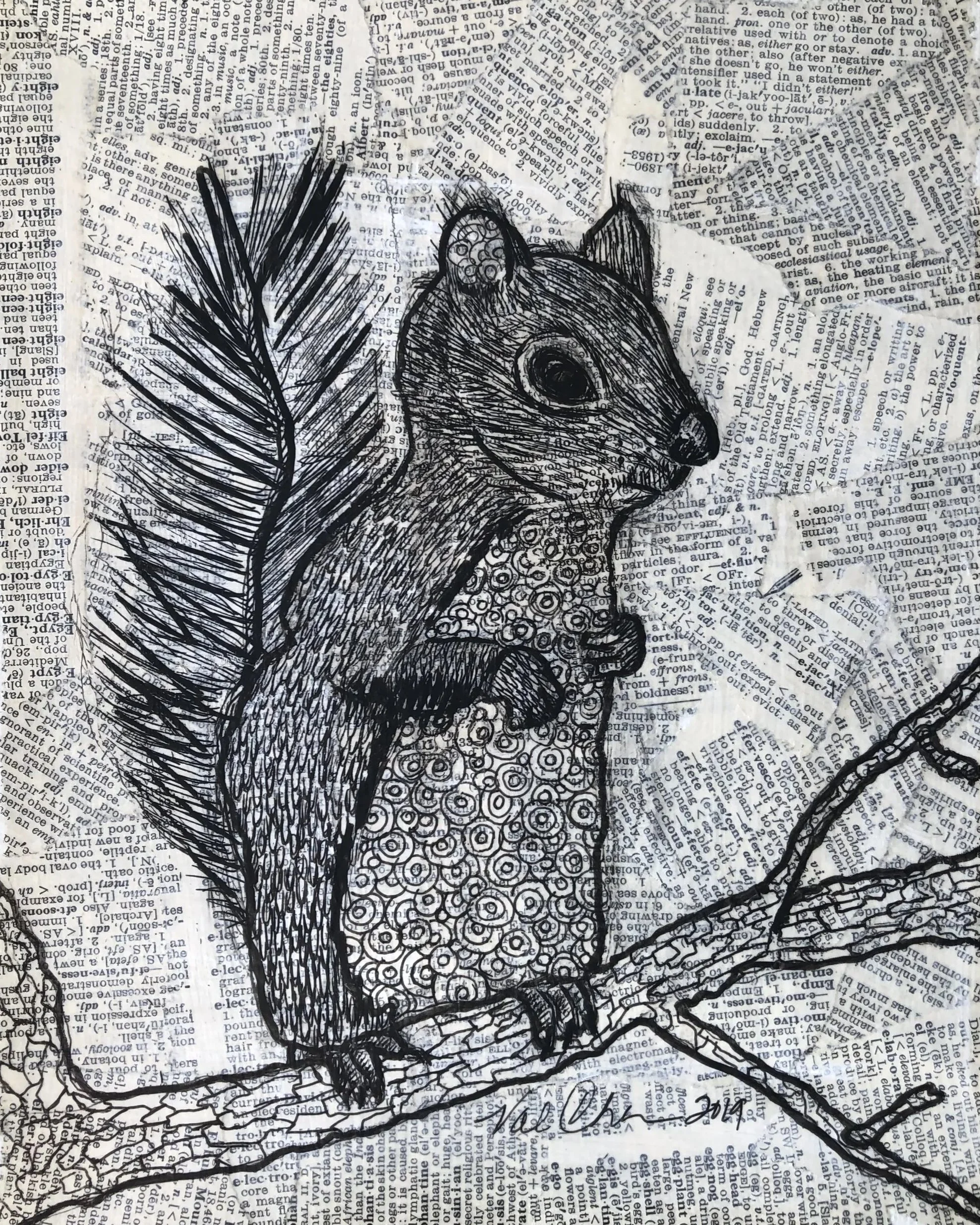 The Woodland Set: Squirrel 8”x10” Mixed Media