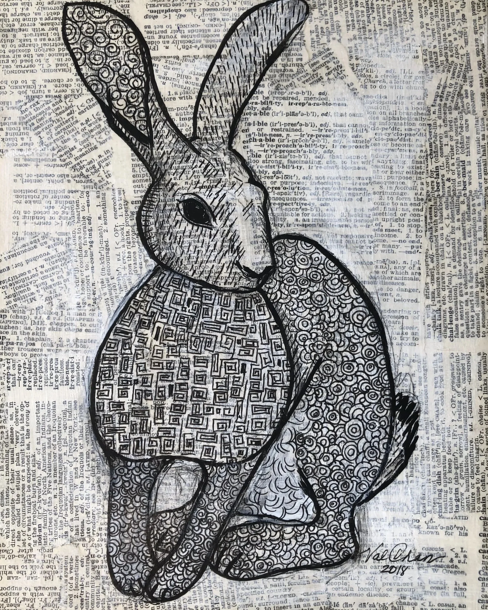 The Woodland Set: Rabbit 8”x10” Mixed Media