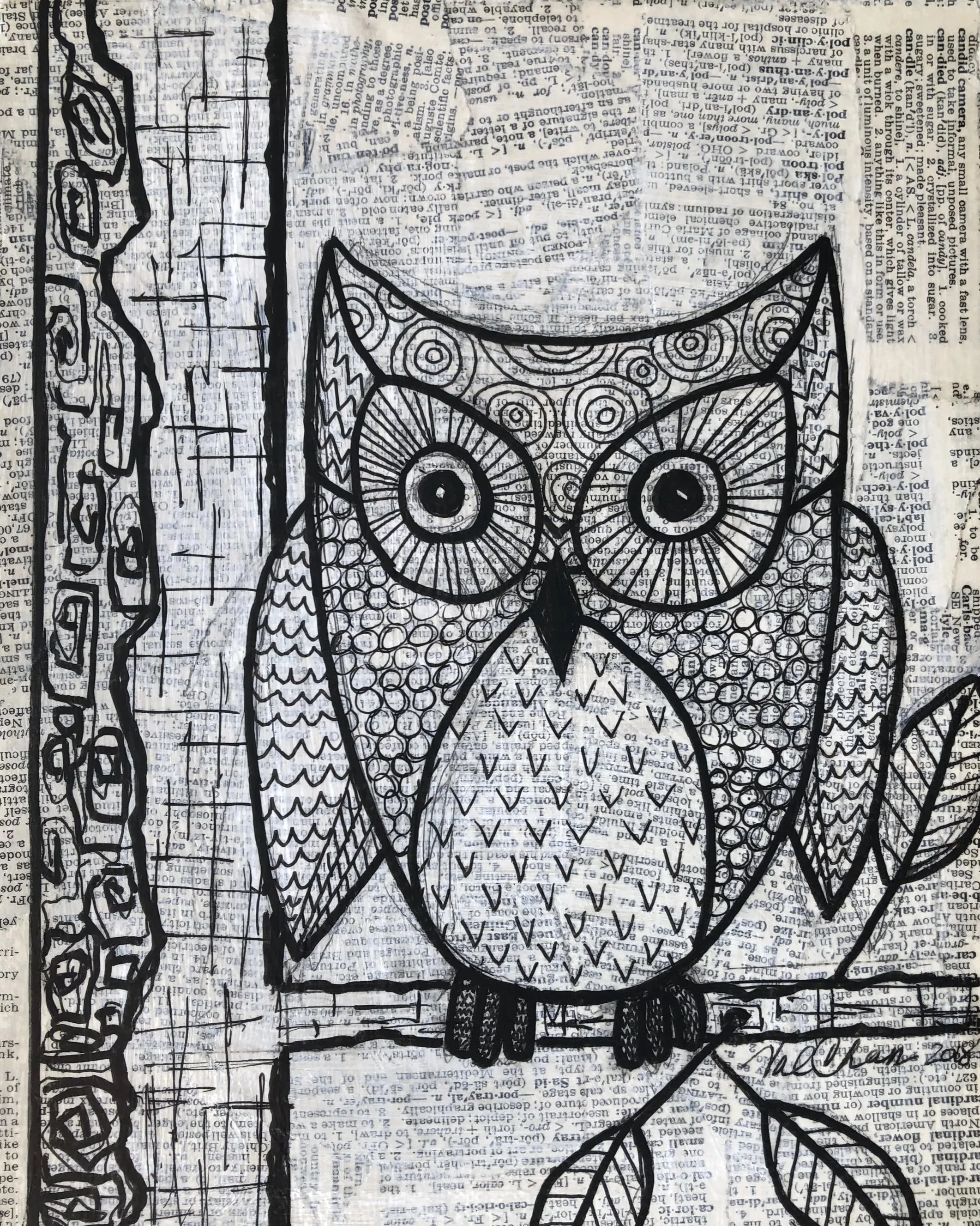 The Woodland Set: Owl 8”x10” Mixed Media