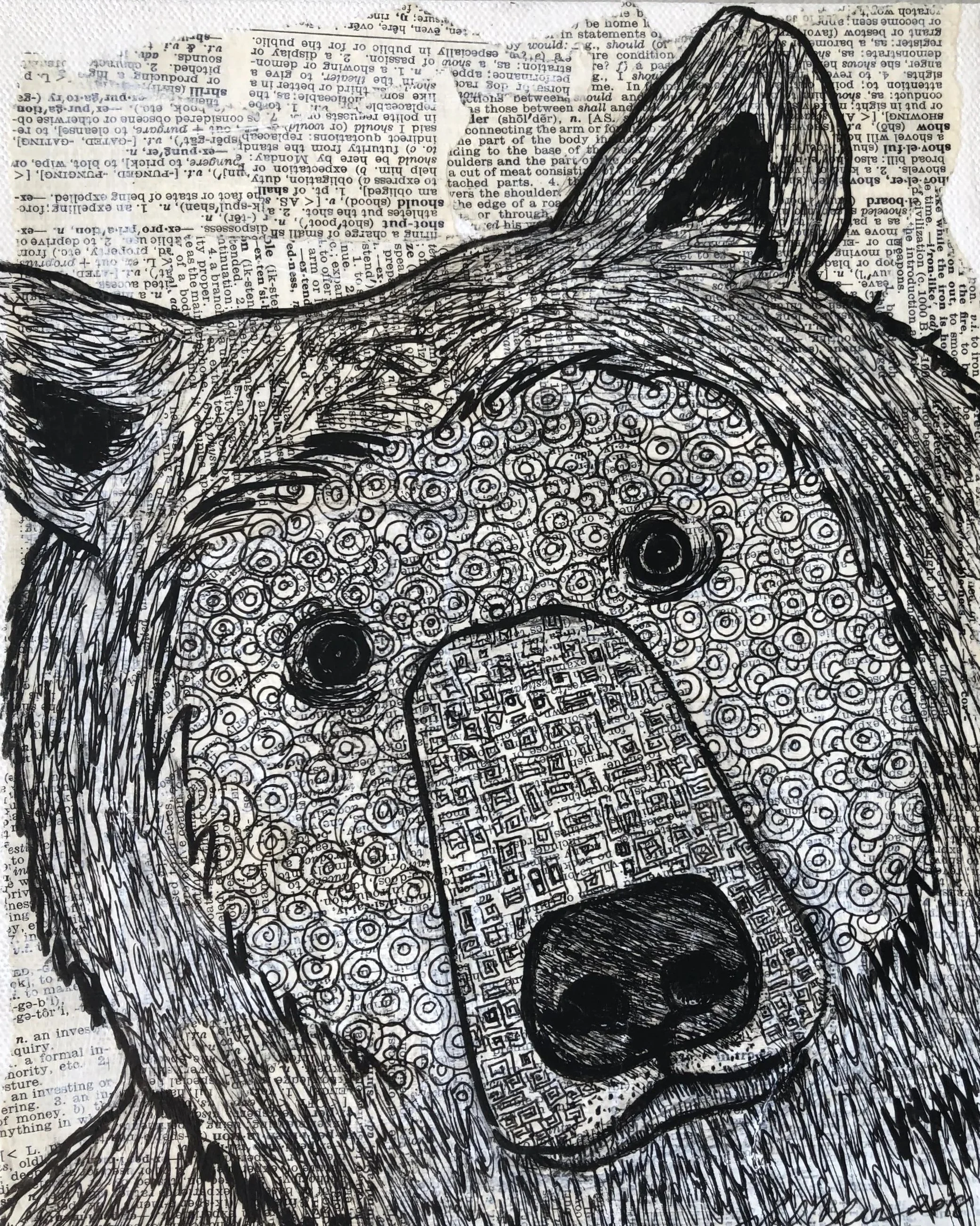 The Woodland Set: Bear 8”x10” Mixed Media
